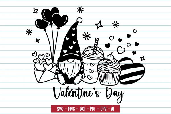 Valentines Svg Gnome Valentine Svg