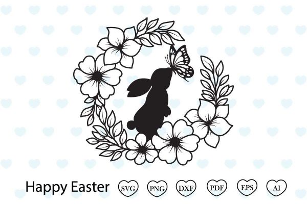 Floral Bunny Svg Easter Svg