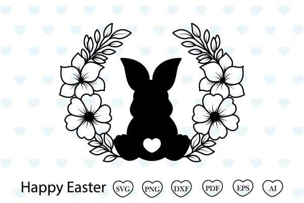 Floral Bunny Svg Easter Svg