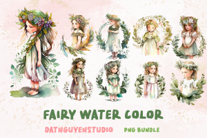 Little Fairy Watercolor Clipart Bundle