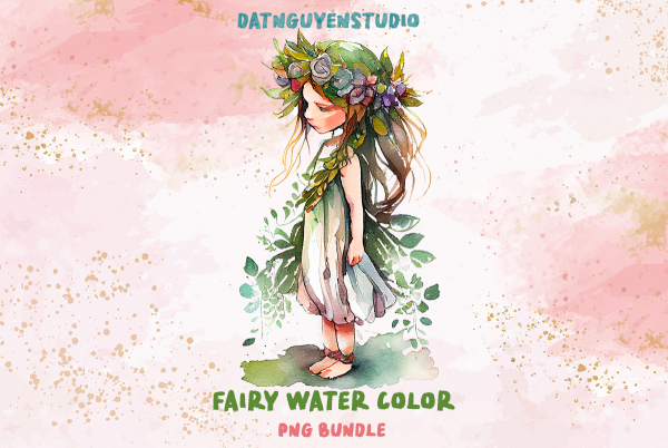 Little Fairy Watercolor Clipart Bundle