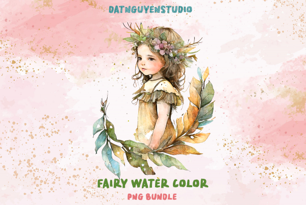 Little Fairy Watercolor Clipart Bundle