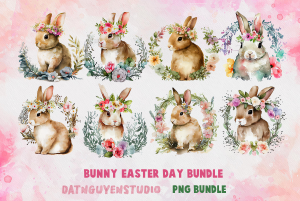 Bunny Bundle Easter Day, PNG Bundle