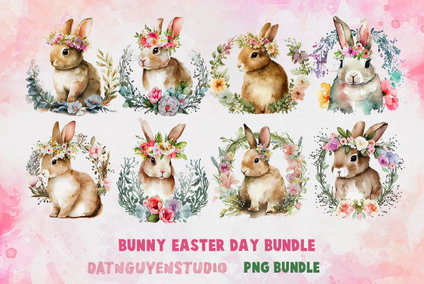 Bunny Bundle Easter Day, PNG Bundle