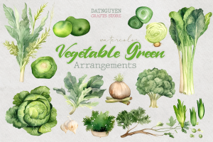 Fruit and Vegetables, Watercolor Bundle