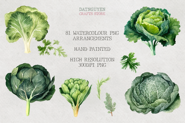 Fruit and Vegetables, Watercolor Bundle