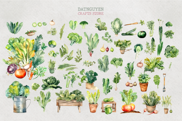 Fruit and Vegetables, Watercolor Bundle