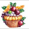 Watercolor Christmas Cupcake Clipart