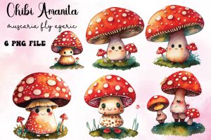 Chibi Amanita Muscaria Fly Agaric PNG