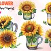Sunflower Watercolor Clipart Bundle