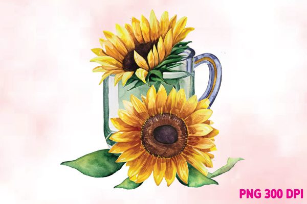 Sunflower Watercolor Clipart Bundle