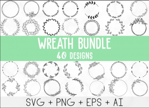 Wreath svg bundle, circle svg bundle, floral wreath svg, heart laurel wreath svg, wedding wreath svg, wreath monogram svg circle frame