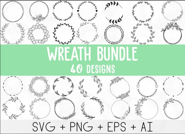 Wreath svg bundle, circle svg bundle, floral wreath svg, heart laurel wreath svg, wedding wreath svg, wreath monogram svg circle frame