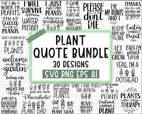 Plant Lover SVG Bundle, Plant svg, Plant Quotes Svg, houseplant svg, Plant Mom Svg, funny plant quote, garden quote svg,crazy plant lady svg