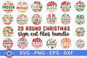 Round Christmas Sign SVG Bundle