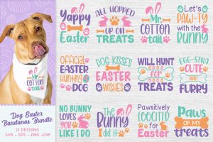 Funny Dog Easter Bandana Bundle Svg
