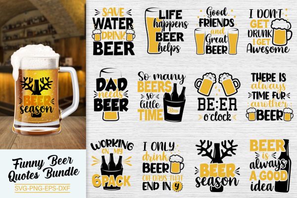 Funny Beer Quotes Bundle Svg, Beer Quote