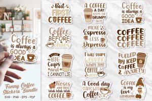 Funny Coffee Stickers Bundle