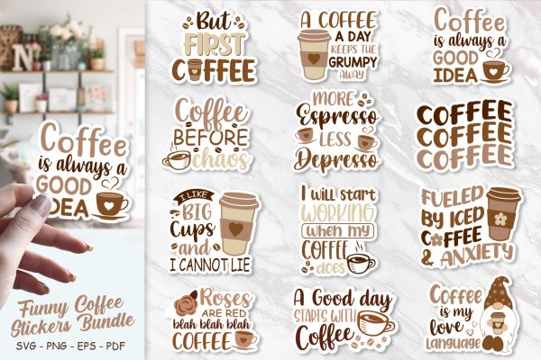 Funny Coffee Stickers Bundle