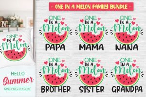 One in a Melon Family Bundle Svg
