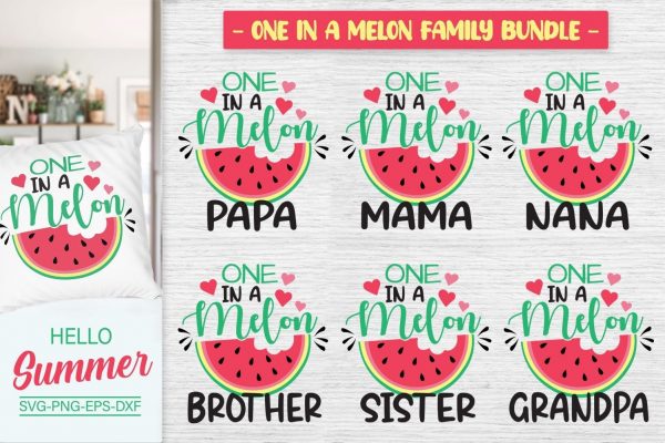 One in a Melon Family Bundle Svg