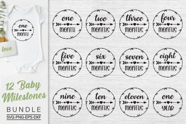 Baby Monthly Milestones Svg Bundle