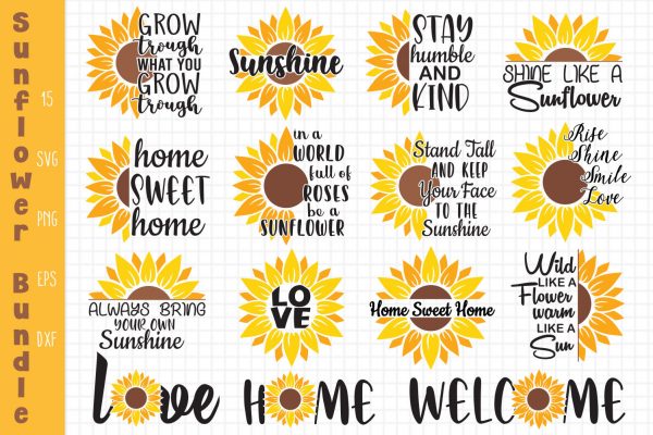 Sunflower Quotes Bundle, Sunflower Svg