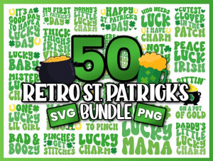 Retro St Patricks Day Svg Bundle, Shamrock Svg, Lucky Svg, Funny St. Patricks Day Svg