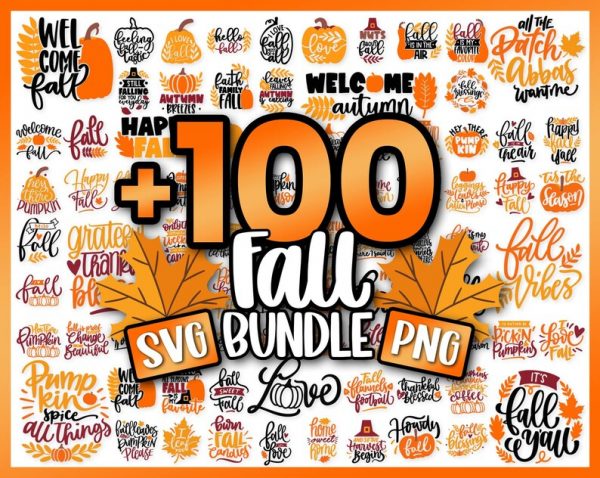 Fall Svg Bundle, Autumn Svg, 100 Svg Designs